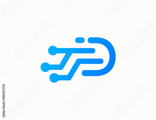 Abstract Digital Circuit Board Letter D Logo Design.