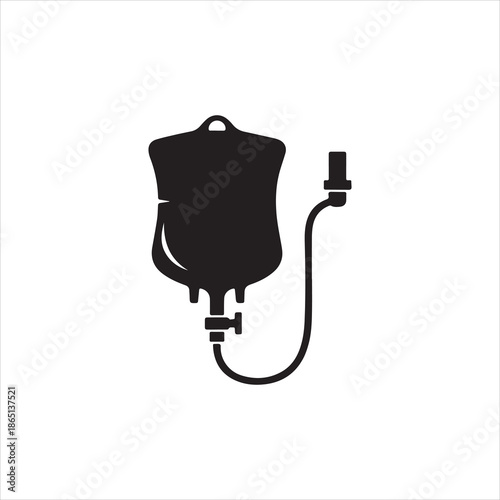  Silhouette IV drip bag medical saline solution vector illustration