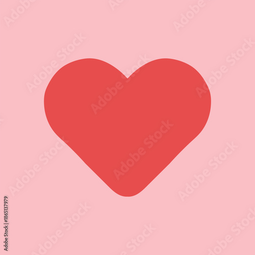 simple red heart shape on pink background for valentines day, minimal love heart icon with flat romantic style