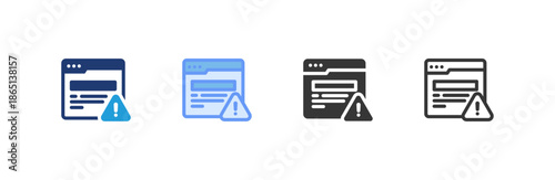 Warning Page icon multiple style collection. Vector illustration.