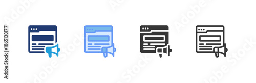 Online Advertising icon multiple style collection. Vector illustration.