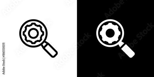 Research icon concept with flat Black White Background. Vector illustration.