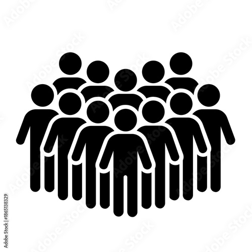 Large group of people icon or crowd silhouette concept