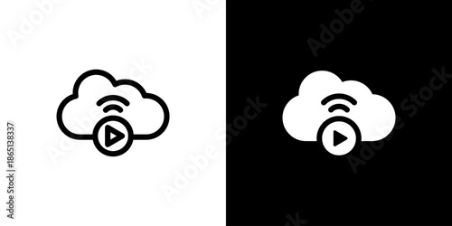 Live Streaming icon concept with flat Black White Background. Vector illustration.