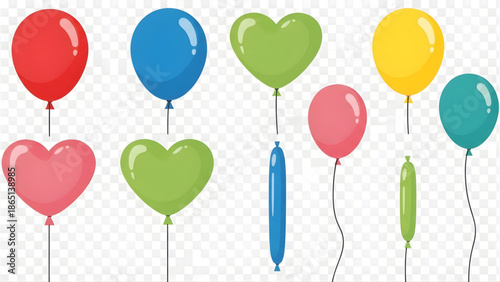 Assorted Colorful Balloons With Transparent Background