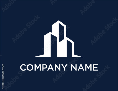 Modern Minimalist Building Logo Design for Real Estate Company.