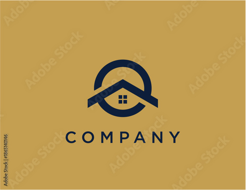 Modern Minimalist House Logo Design with Circular Element.