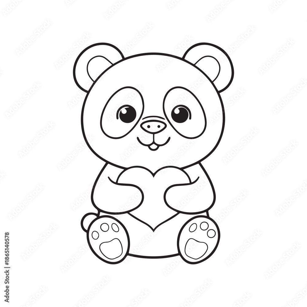 Obraz premium Simple Black and White Animal Line Art for Kids Coloring Book