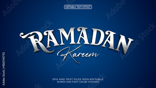 Ramadan Kareem luxury style 3D silver  text effect editable