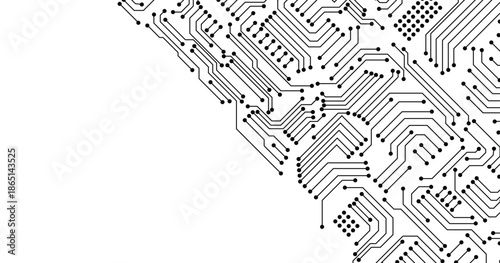 Minimalist Tech Circuit Background. Futuristic Digital Pathway Background. Electronic Network Lines Abstract Pattern. 