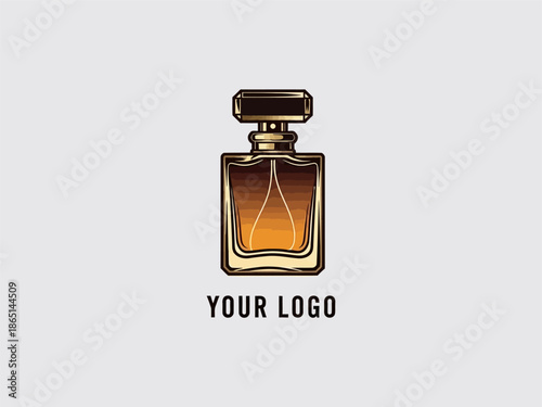 Luxury Perfume Bottle with Golden Liquid.