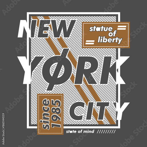 new york city text frame flat graphic typography vector illustration print t shirt