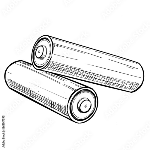 AA battery power vector line art hand drawn illustration