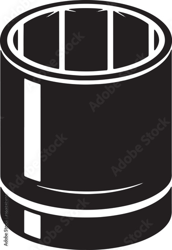 Black and white cylindrical with internal divisions cylinder industrial pipe
