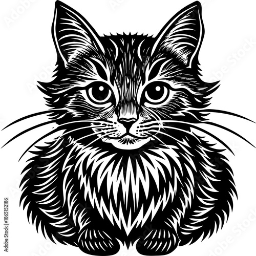 Black and white kitten portrait