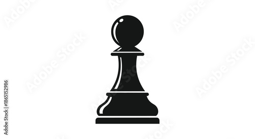 A stark black chess pawn stands prominently against a white backdrop a striking silhouette