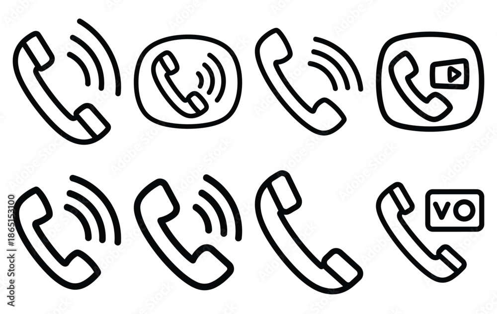 Fototapeta premium love video call line icon set. Simple outline collection for valentines day. Editable stroke vector illustration black outline shape on transparent background.