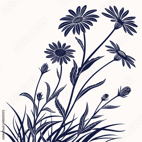 Alpine Arnica Flower Vector Illustration | Yellow Alpine Wildflower Botanical Artwork | Mountain Flora Design