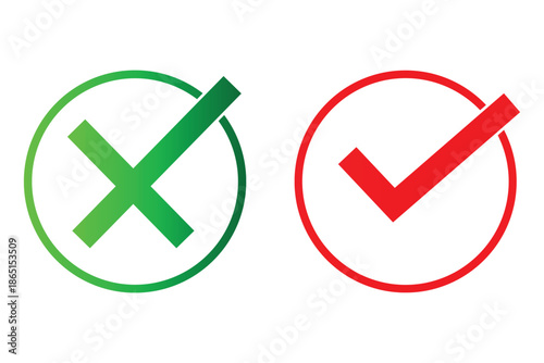 tick and cross buttons icon, green tick and red cross buttons icon, yes and no button icon, checkmark icon and cancle icon.