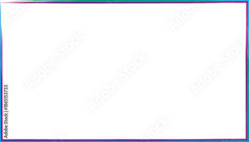 Rainbow Colorful Brushstroke Rectangular Border Frame on White Background