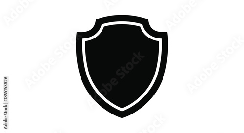 A striking black shield design boldly outlined and immediately recognizable presented as a sleek silhouette