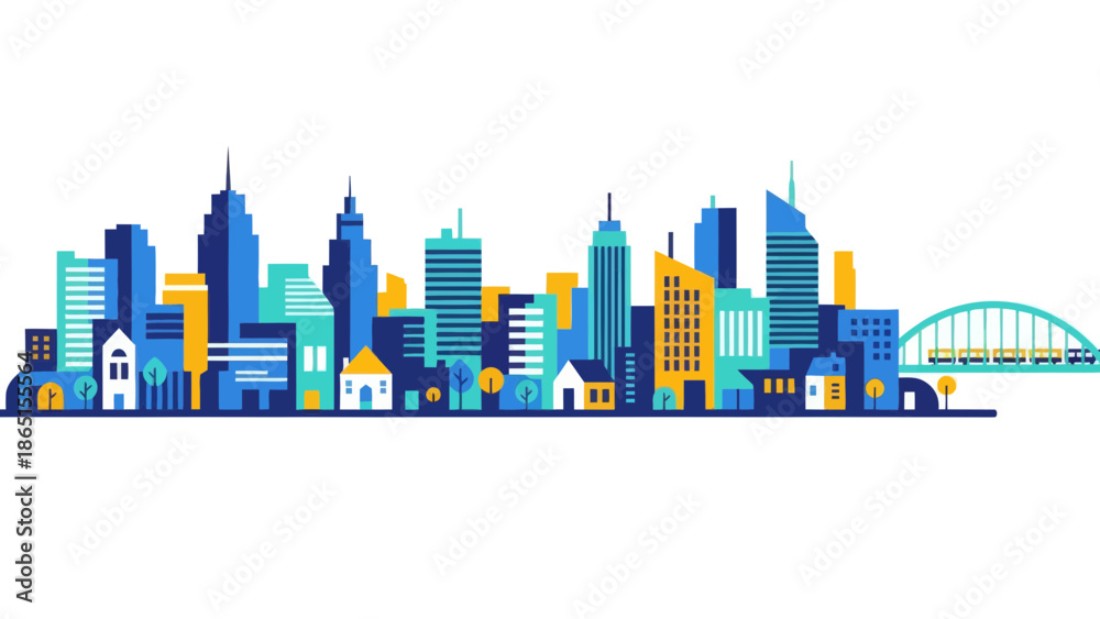Fototapeta premium Cityscape vector illustration, modern urban skyline
