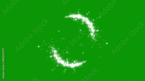 Magic glitter sparkle trail, fairy dust wand glitter star trail transition, magic sparkling bokeh effect, twinkling glitter stars line animation, shining twinkle effect on green background. 4k