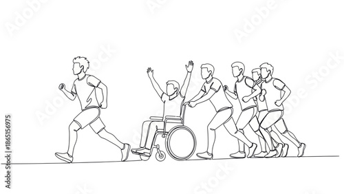 Inclusion race continuous line drawing