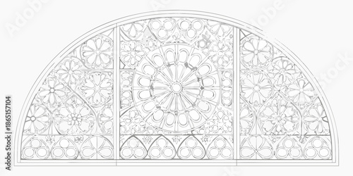 Intricate gothic rose window design a detailed architectural sketch illustration