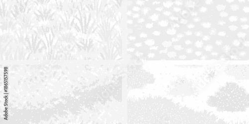 Abstract white and grey patterns creating a textured fragmented visual composition