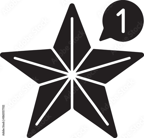 star icon with notification, symbol of excellence and top rating