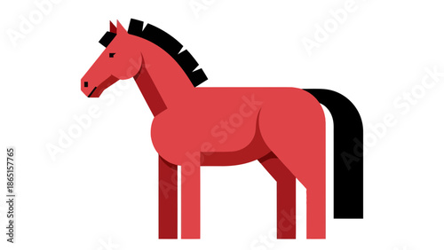 Stylized Red Horse Illustration on White