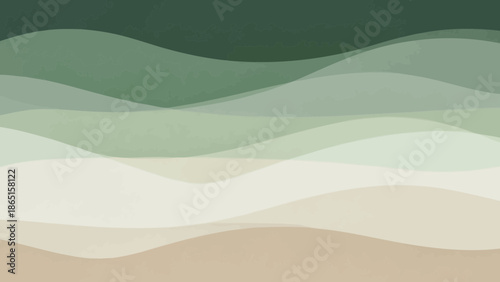 Abstract green landscape background with waves