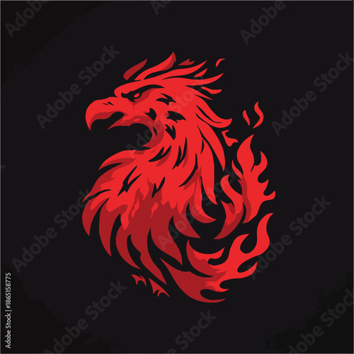Wallpaper Mural Fiery phoenix illustration red bird emblem against a dark background Torontodigital.ca