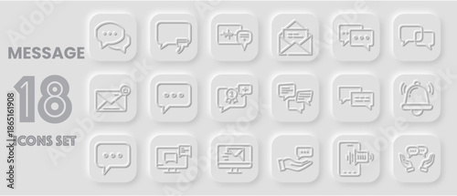 Communication Icons Set, Messaging Symbols, Digital Interface Elements