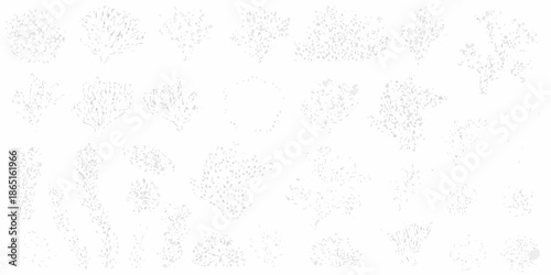Abstract grayscale pattern featuring scattered dots and indistinct floral shapes