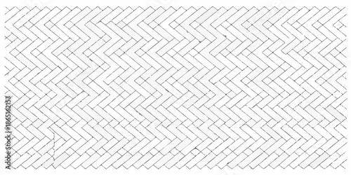 A repeating herringbone pattern created from rectangular white tiles