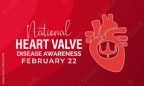 Vector illustration based on the theme of National Heart Valve Disease Awareness Day, observed every February, designed for banner, poster, card, and background use.