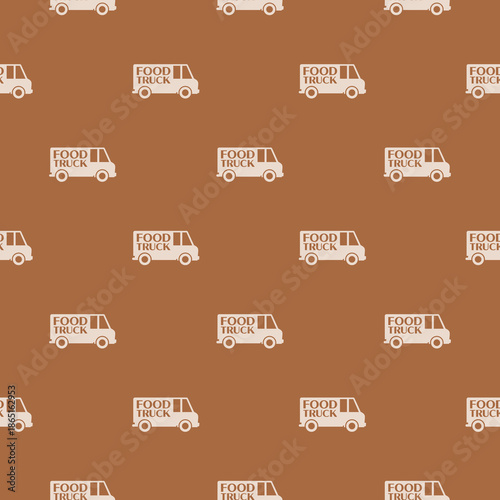 Food truck seamless pattern isolated on color background