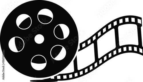 Film strip vector illustration. Retro vector film strip silhouette icon. 