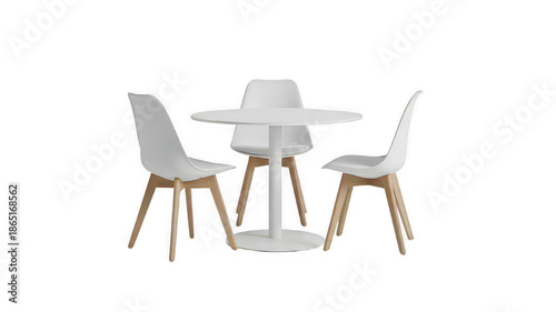 white table and mordan chairs isolated on white transparent background