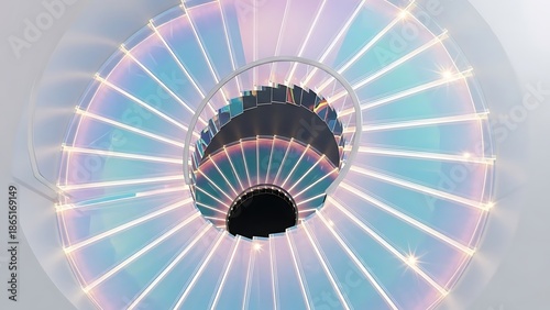 Holographic spiral light wheel abstract background