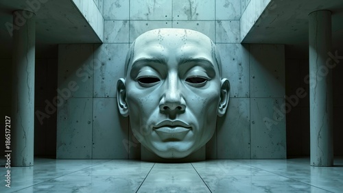 Cold toned space human face decoration diagram