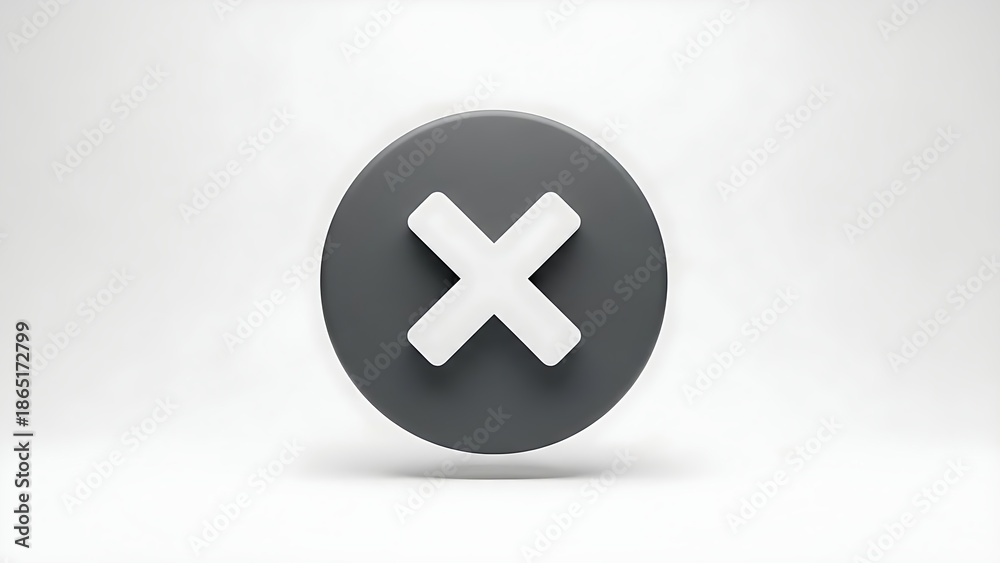 Obraz premium Modern gray circle with white X symbol on clean background