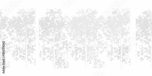 A serene forest scene with tall slender trees in a white palette