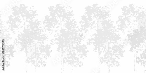 A serene minimalist depiction of a row of birch trees in winter