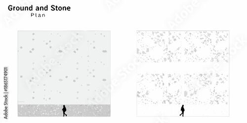 Architectural plan depicting ground texture and scale with a human figure