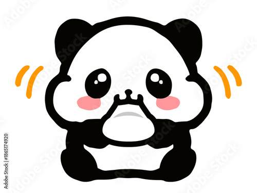 お正月にお餅を食べるパンダの落書きイラスト素材