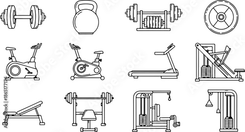 Gym Fitness Icon Set – Workout & Health Vector Symbols