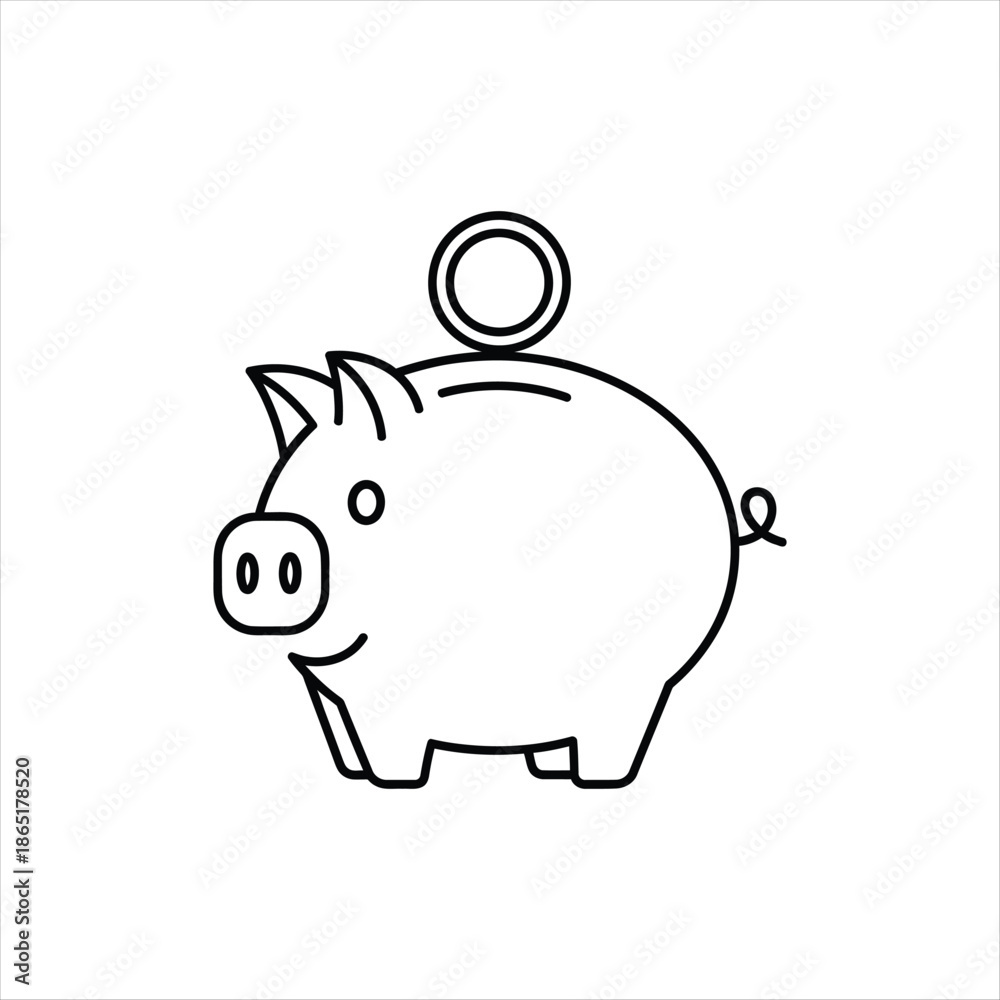 Obraz premium Simple outline of a classic piggy bank vector icon design